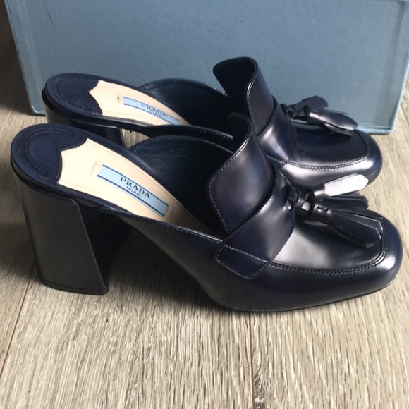 Prada Navy Blue 3” gelled backless loafer - Picture 6 of 7